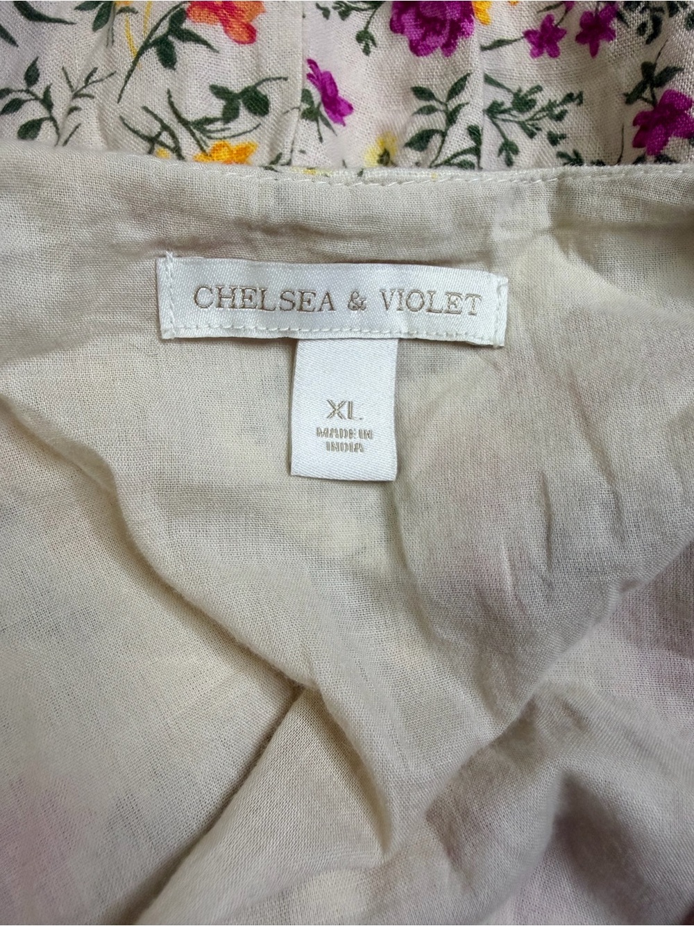 Chelsea & Violet V-Neck Cream Floral Tie-Front Linen-Blend Lined Romper Size XL - Picture 7 of 12